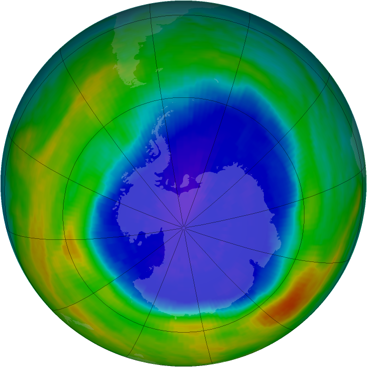 Antarctic ozone map for 19 September 1990